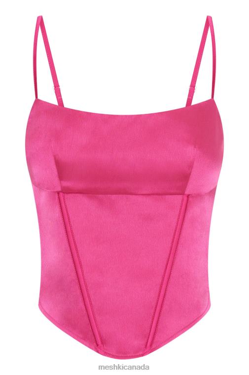 Meshki Fuchsia Desirie Longline Corset Top Clothing JN88N997