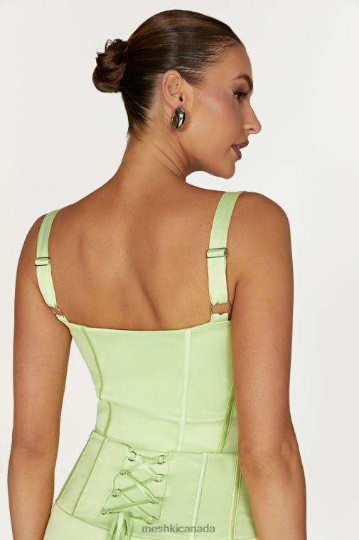 Meshki Pistachio Green Scarlet Satin Corset Top Clothing JN88N1000