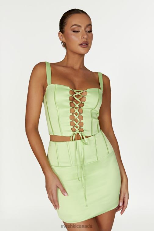 Meshki Pistachio Green Scarlet Satin Corset Top Clothing JN88N1000