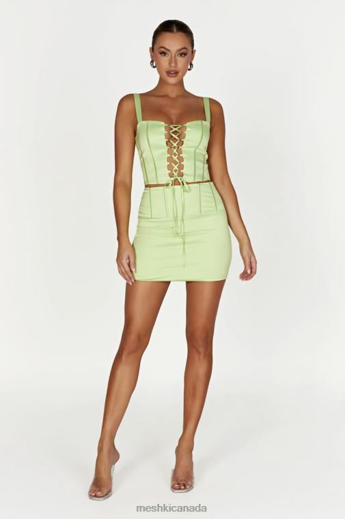 Meshki Pistachio Green Scarlet Satin Corset Top Clothing JN88N1000