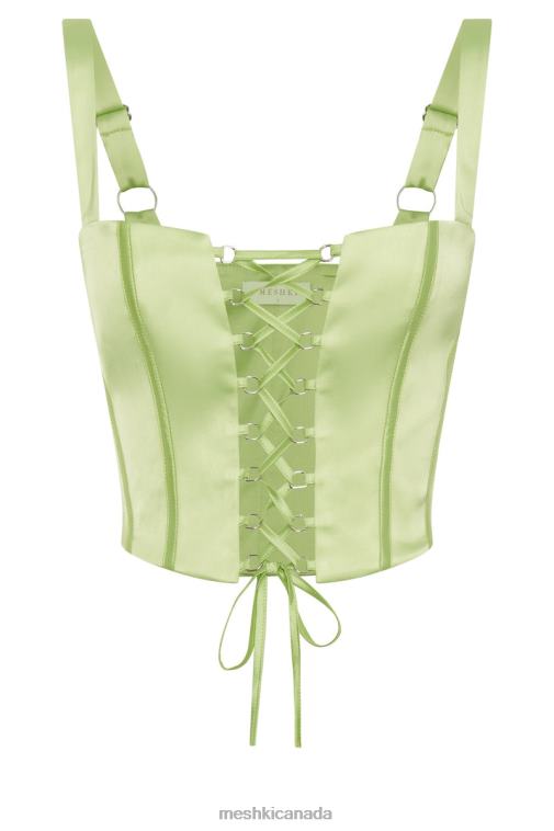 Meshki Pistachio Green Scarlet Satin Corset Top Clothing JN88N1000