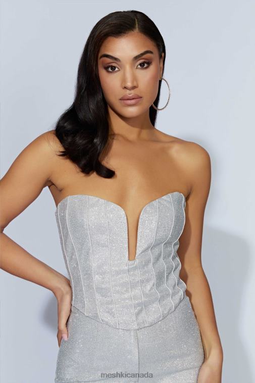 Meshki Silver Felicity Shimmer Corset Clothing JN88N885