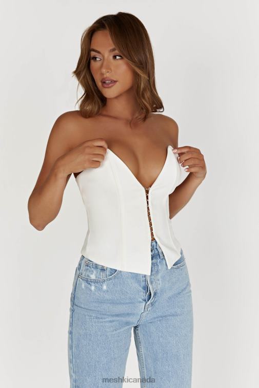 Meshki White Janayia Pointed Corset Top Clothing JN88N820