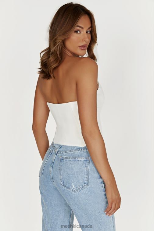 Meshki White Janayia Pointed Corset Top Clothing JN88N820