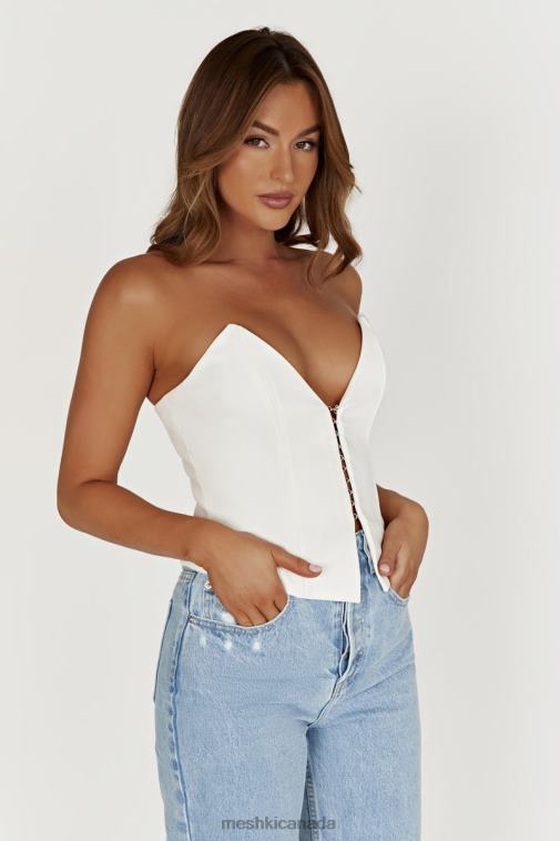 Meshki White Janayia Pointed Corset Top Clothing JN88N820