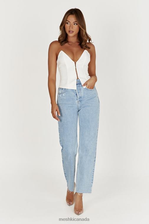 Meshki White Janayia Pointed Corset Top Clothing JN88N820