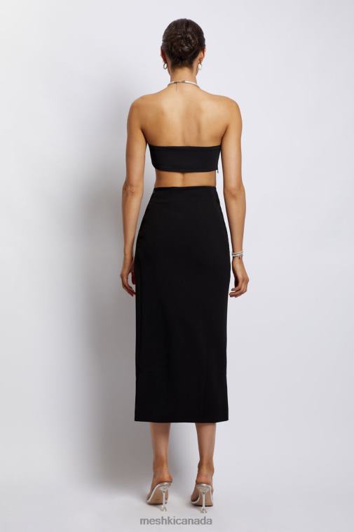 Meshki Black Lea Diamante Chain Halter Neck Crop Top Clothing JN88N1132