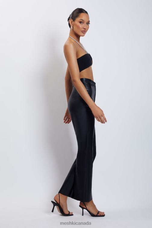 Meshki Black Lea Diamante Chain Halter Neck Crop Top Clothing JN88N1132