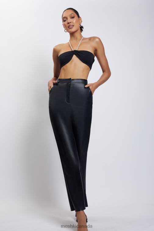 Meshki Black Lea Diamante Chain Halter Neck Crop Top Clothing JN88N1132