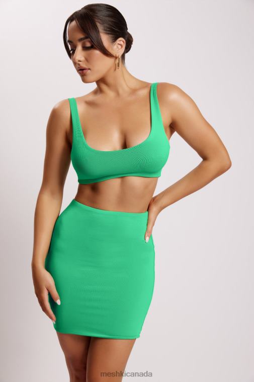Meshki Bright Green Jemma Scoop Neck Super Crop Top Clothing JN88N1162