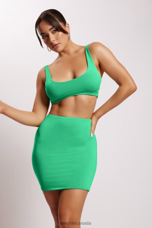 Meshki Bright Green Jemma Scoop Neck Super Crop Top Clothing JN88N1162