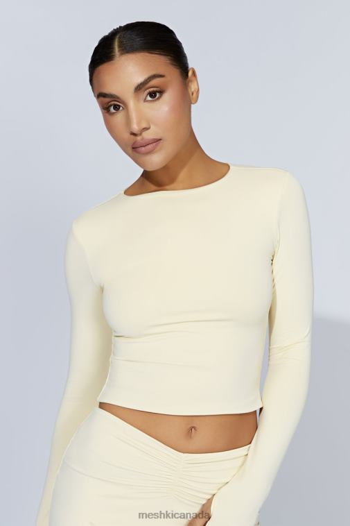 Meshki Cream Estelle Long Sleeve Crop Top Clothing JN88N1067