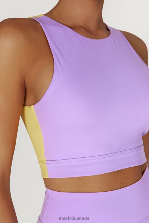 Meshki Lilac/Yellow Lori Two Tone Racer Crop Top Clothing JN88N1075