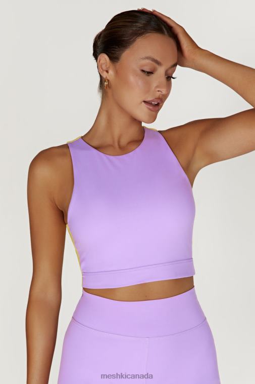 Meshki Lilac/Yellow Lori Two Tone Racer Crop Top Clothing JN88N1075