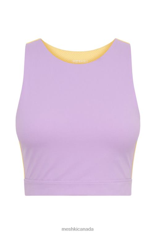 Meshki Lilac/Yellow Lori Two Tone Racer Crop Top Clothing JN88N1075