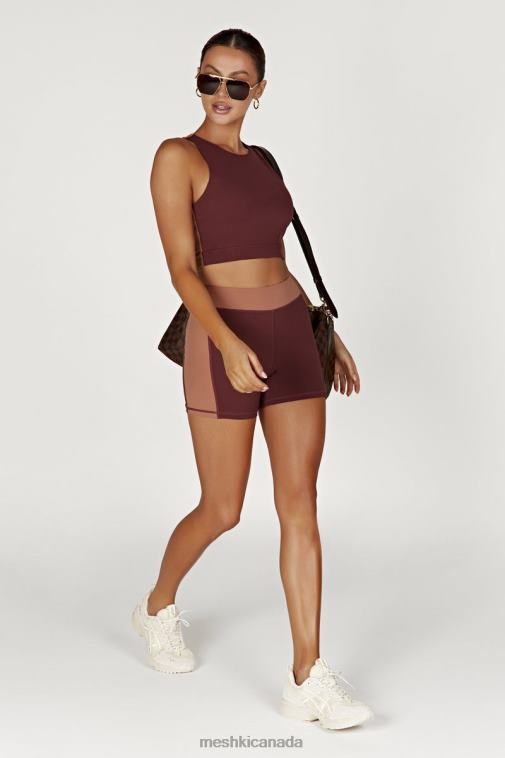 Meshki Mahogany/Tan Lori Two Tone Racer Crop Top Clothing JN88N1094
