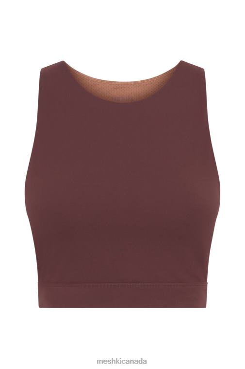 Meshki Mahogany/Tan Lori Two Tone Racer Crop Top Clothing JN88N1094