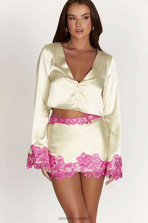 Meshki Nude Niamh Flare Sleeve Crop Top With Lace Clothing JN88N1005