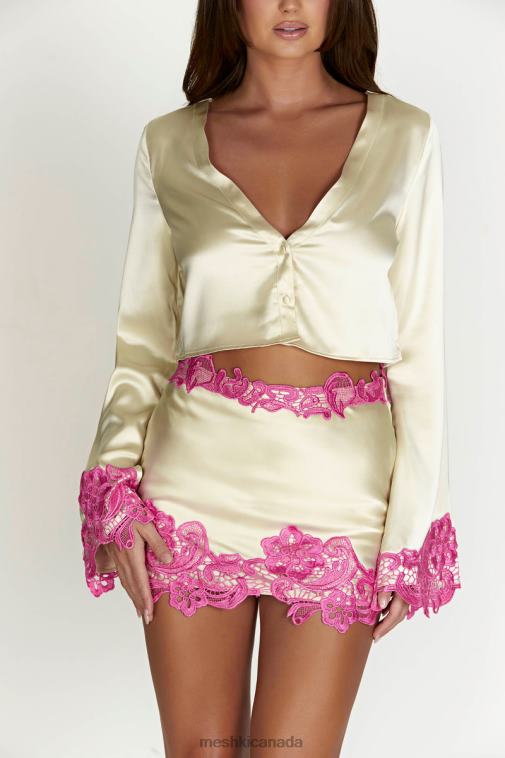 Meshki Nude Niamh Flare Sleeve Crop Top With Lace Clothing JN88N1005