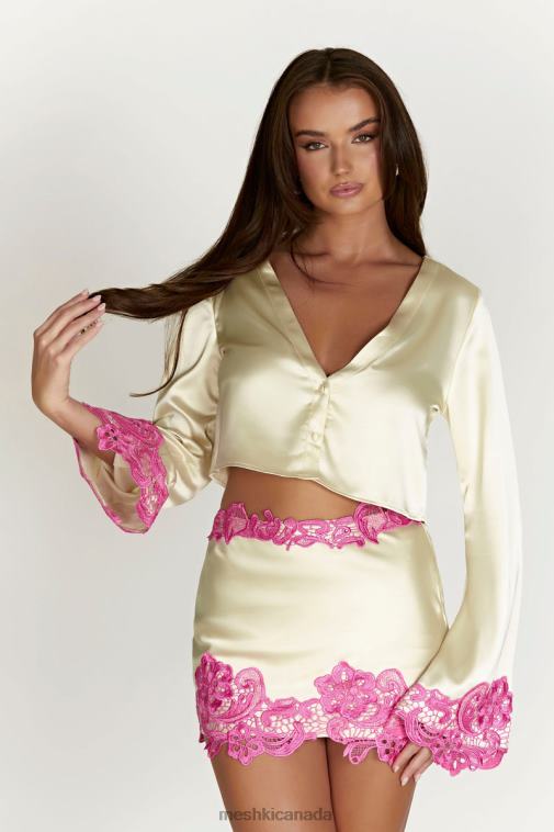 Meshki Nude Niamh Flare Sleeve Crop Top With Lace Clothing JN88N1005