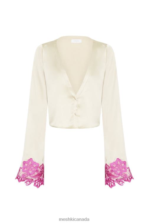 Meshki Nude Niamh Flare Sleeve Crop Top With Lace Clothing JN88N1005