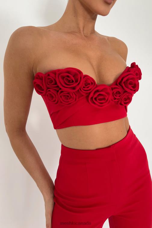 Meshki Red Paloma Rose Crop Top Clothing JN88N816