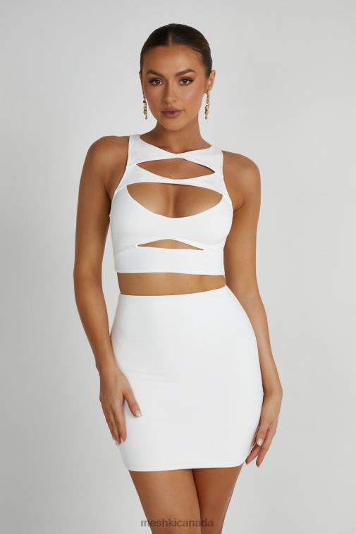 Meshki White Chloe Cut Out Crop Top Clothing JN88N792