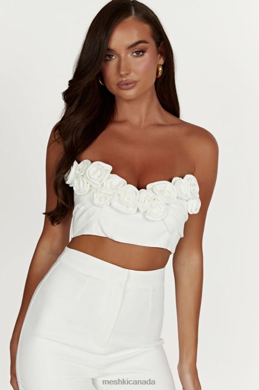 Meshki White Paloma Rose Crop Top Clothing JN88N868