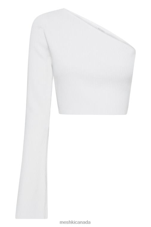 Meshki White Rue One Shoulder Flare Sleeve Crop Top Clothing JN88N974