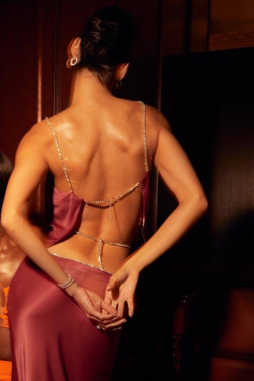 Meshki Wine Dayana Straight Cut Crop Top Clothing JN88N1173