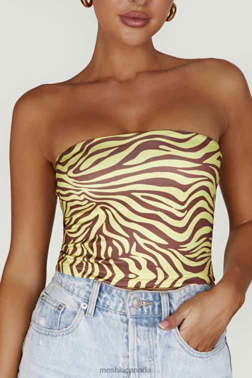 Meshki Zebra Print Dina Bandeau Crop Top Clothing JN88N980