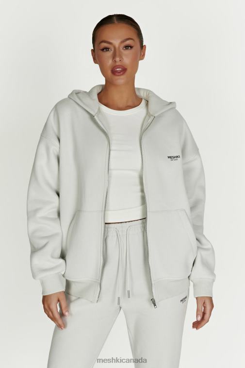 Meshki Smoke Grey Corrie Zip Through Hoodie Clothing JN88N880