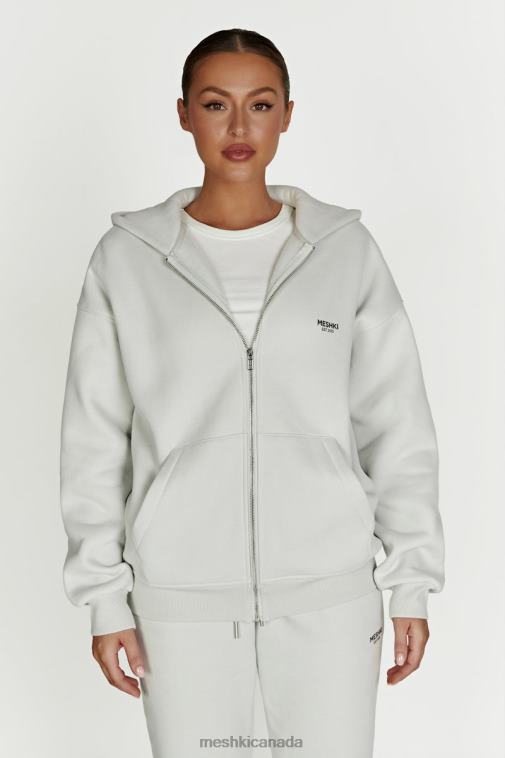 Meshki Smoke Grey Corrie Zip Through Hoodie Clothing JN88N880