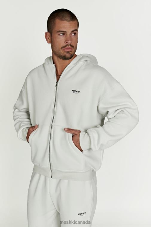 Meshki Smoke Grey Corrie Zip Through Hoodie Clothing JN88N880