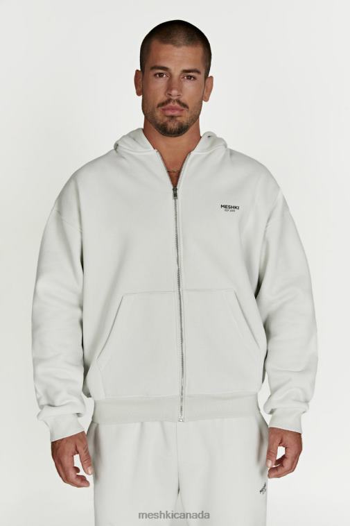 Meshki Smoke Grey Corrie Zip Through Hoodie Clothing JN88N880