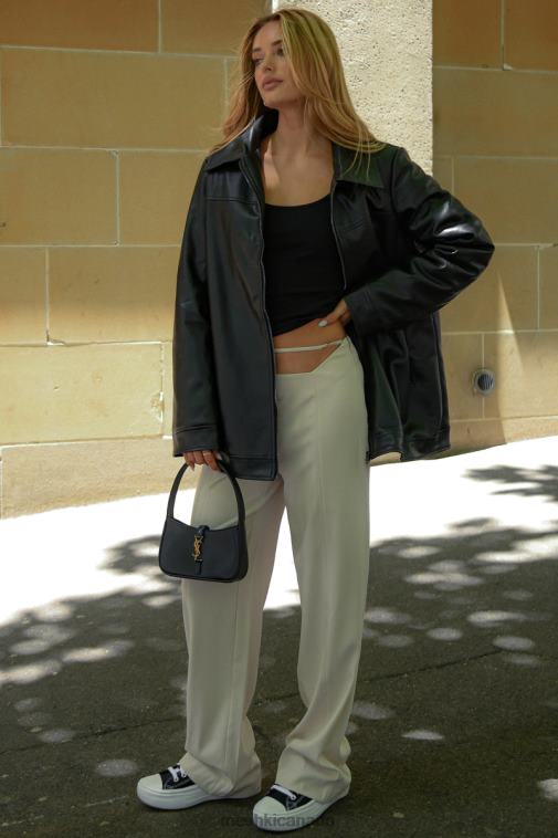 Meshki Black Savannah Faux Leather Aviator Jacket Clothing JN88N1648