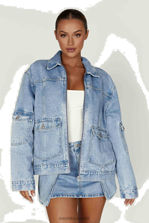 Meshki Mid Blue Rylee Oversized Denim Jacket Clothing JN88N1621