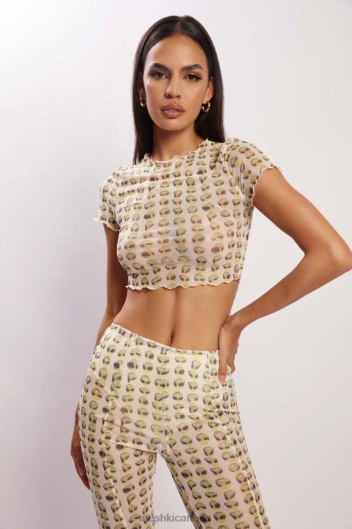 Meshki Alien Print Nora Mesh Crop T-Shirt Clothing JN88N1138