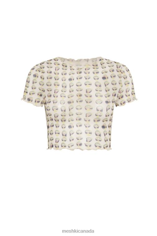 Meshki Alien Print Nora Mesh Crop T-Shirt Clothing JN88N1138