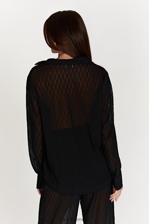 Meshki Black Karla Wave Pleat Oversized Shirt Clothing JN88N1221