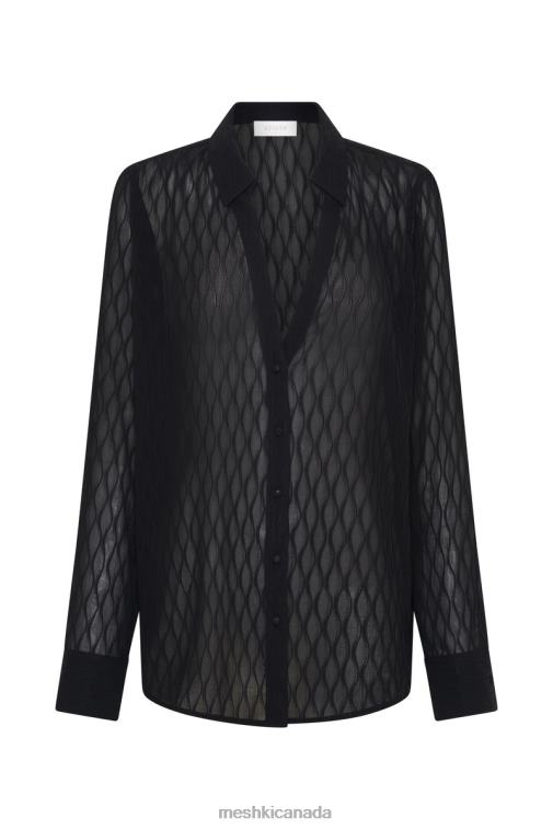 Meshki Black Karla Wave Pleat Oversized Shirt Clothing JN88N1221