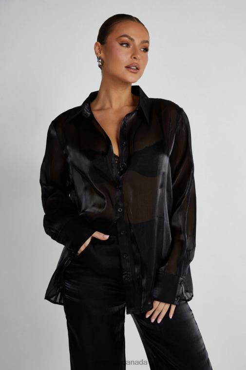 Meshki Black Kinsley Sheer Shirt Clothing JN88N800