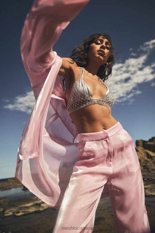 Meshki Candy Pink Kinsley Sheer Shirt Clothing JN88N1223