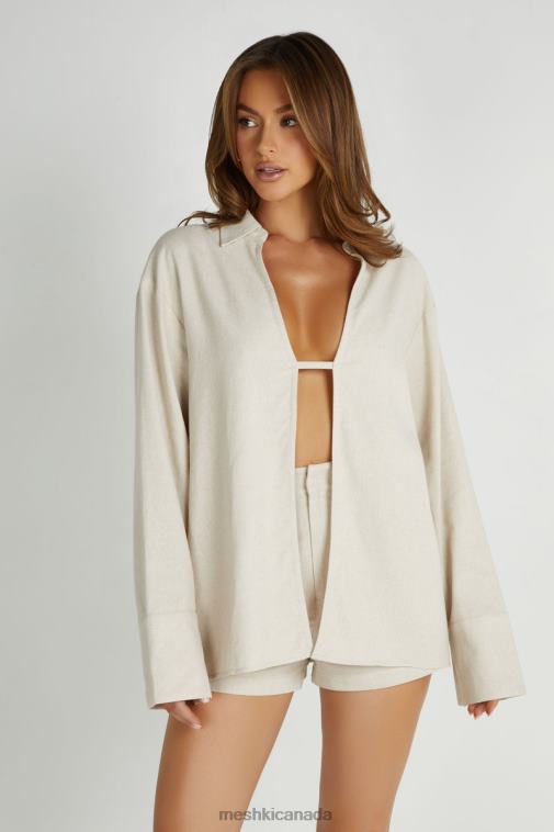 Meshki Natural Tasha Oversized Linen Shirt Clothing JN88N818
