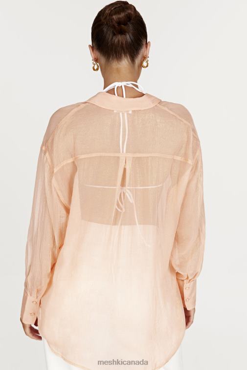 Meshki Peach Molly Oversized Sheer Iridescent Shirt Clothing JN88N1101