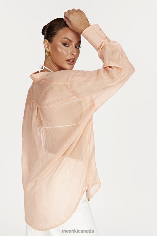 Meshki Peach Molly Oversized Sheer Iridescent Shirt Clothing JN88N1101