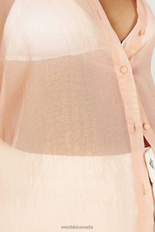 Meshki Peach Molly Oversized Sheer Iridescent Shirt Clothing JN88N1101