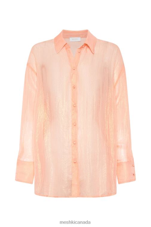 Meshki Peach Molly Oversized Sheer Iridescent Shirt Clothing JN88N1101