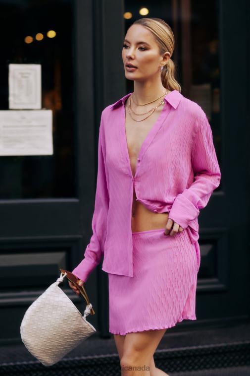 Meshki Rose Pink Karla Wave Pleat Oversized Shirt Clothing JN88N1057