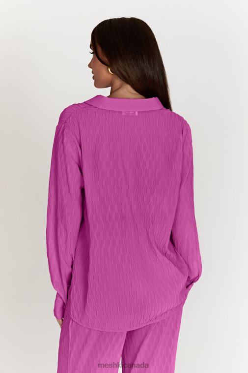 Meshki Rose Pink Karla Wave Pleat Oversized Shirt Clothing JN88N1057